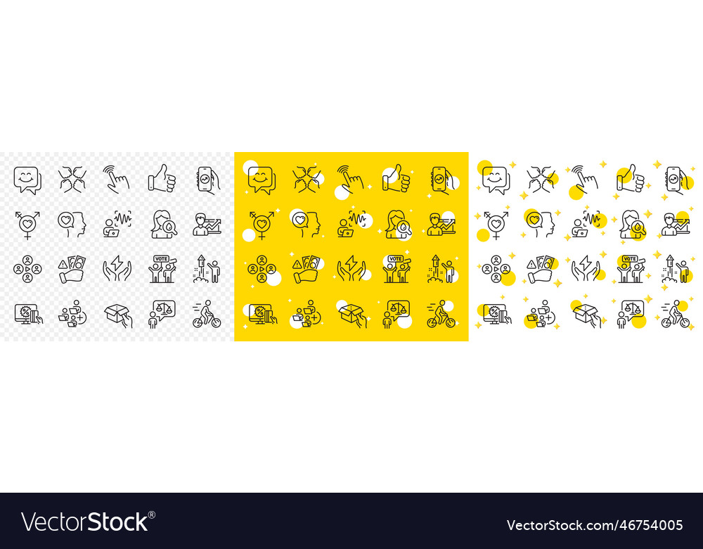 Outline Lächeln Gesicht Radfahrer und Anwalt Linie Icons