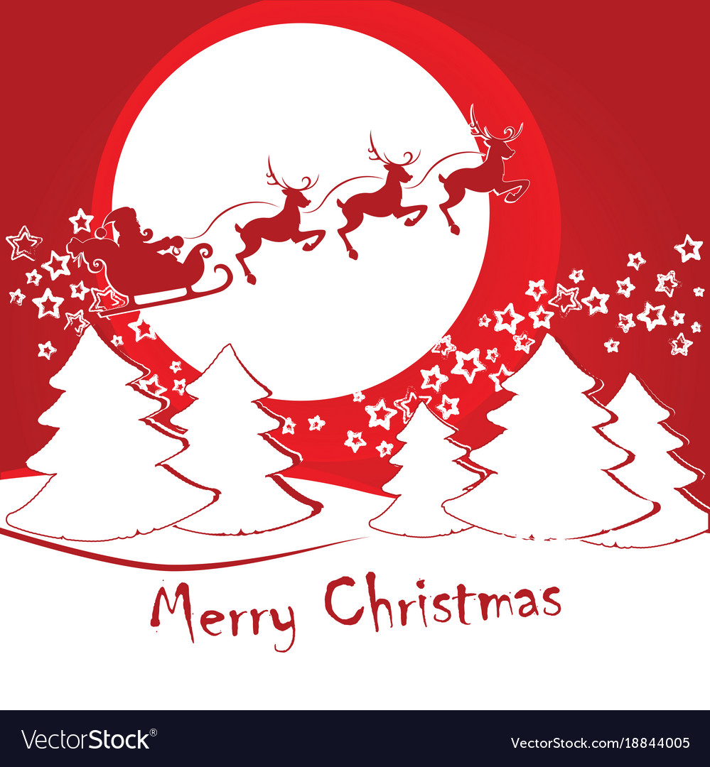 Santa claus on a sleigh with deer Royalty Free Vector Image