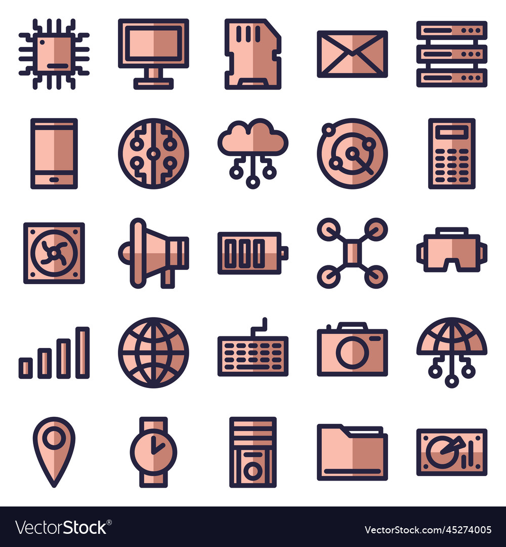 Set of 25 device and technology web icons Vector Image