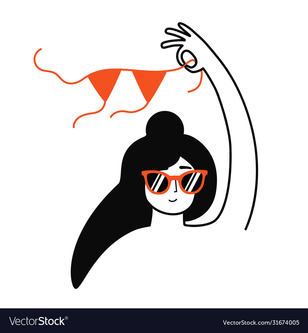 With woman in red suglasses holding bikini bra vector image With woman in red suglasses holding bikini bra