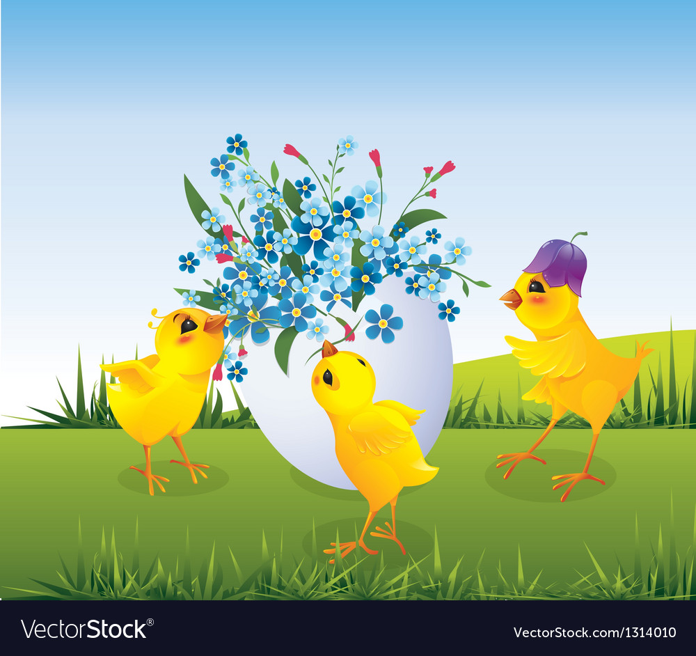 Chickens and easter egg
