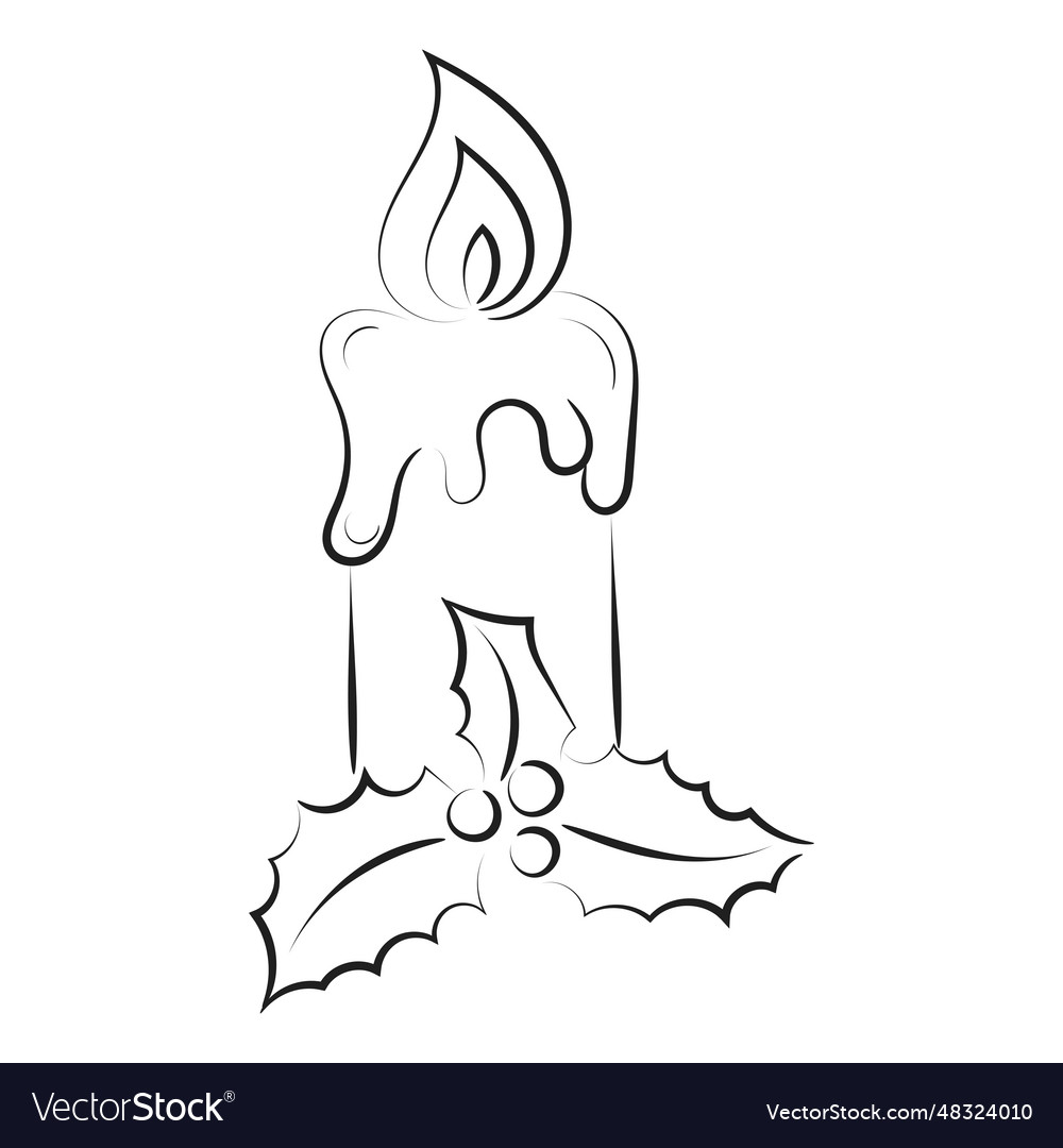 Christmas candle holy light line art Royalty Free Vector