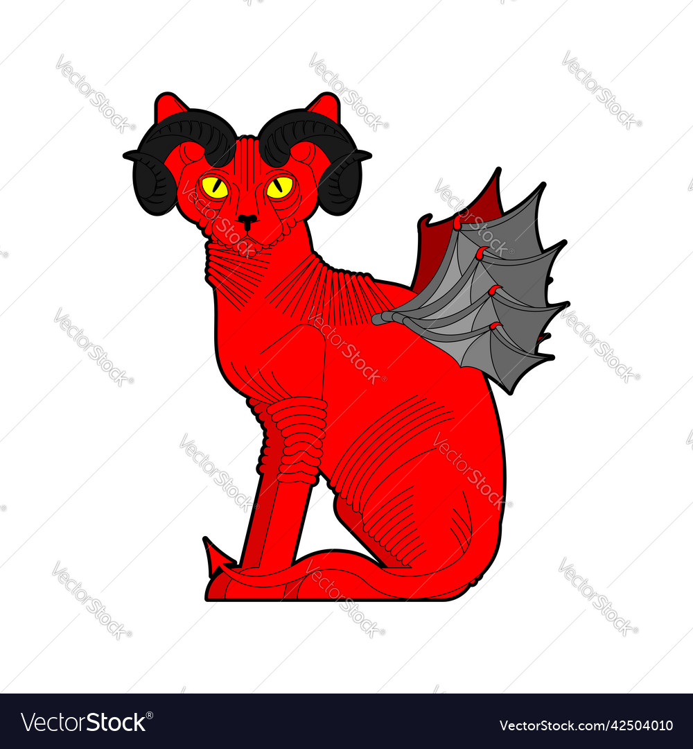 Demon cat red with devil horns pet animal