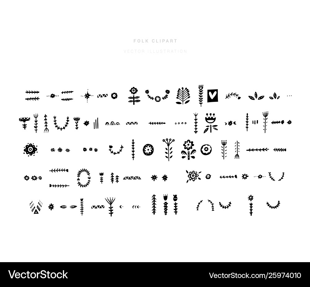 Folk Style Decorative Cliparts Collection Vector Image