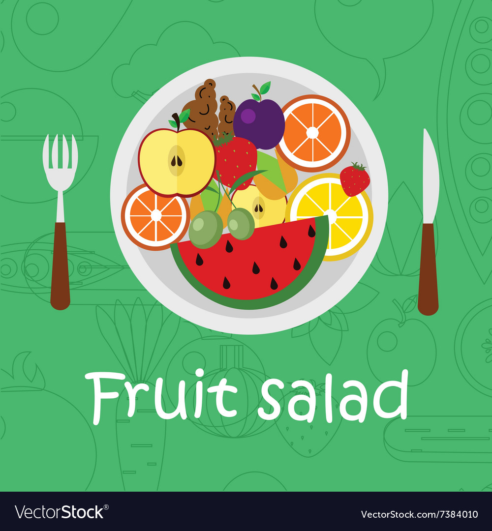 Fruits background in flat style colorful template