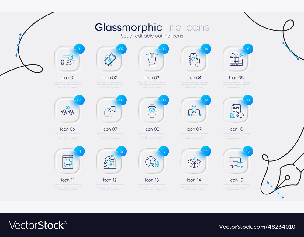 Set of laundry parcel shipping and qr code line Vector Image