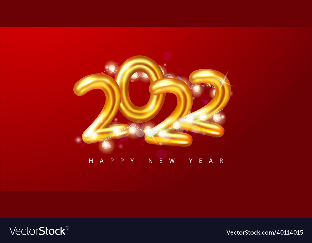 2022 happy new year 3d render gold metallic sign vector image 2022 happy new year 3d render gold metallic sign