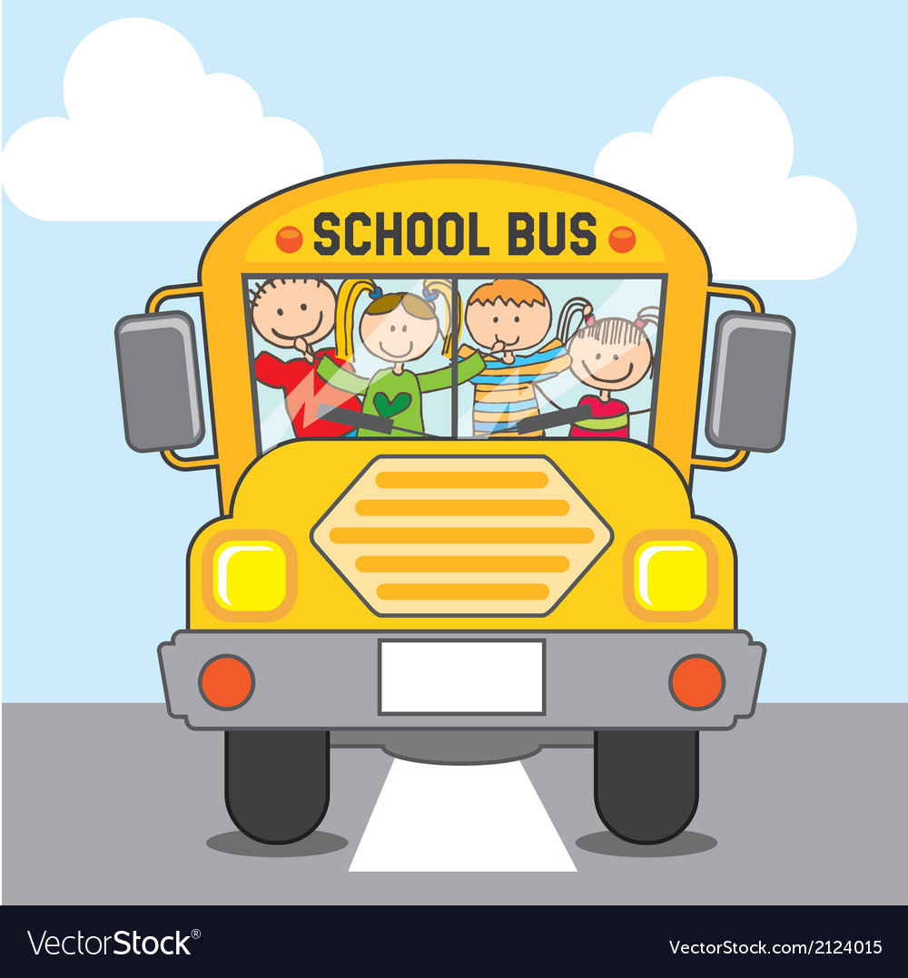 Bus school over sky background Royalty Free Vector Image