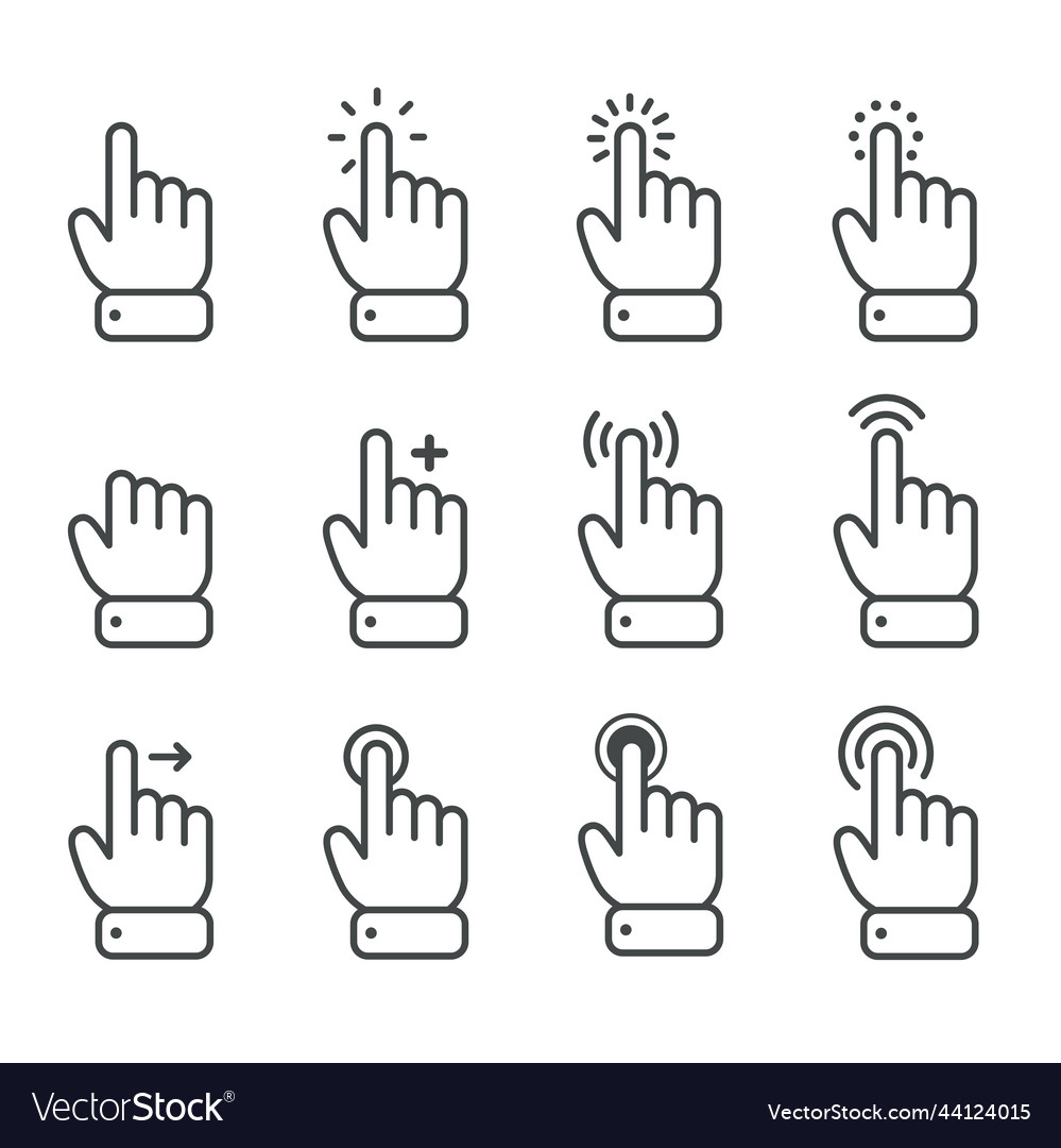 Cartoon finger mouse cursor in various gestures Vector Image