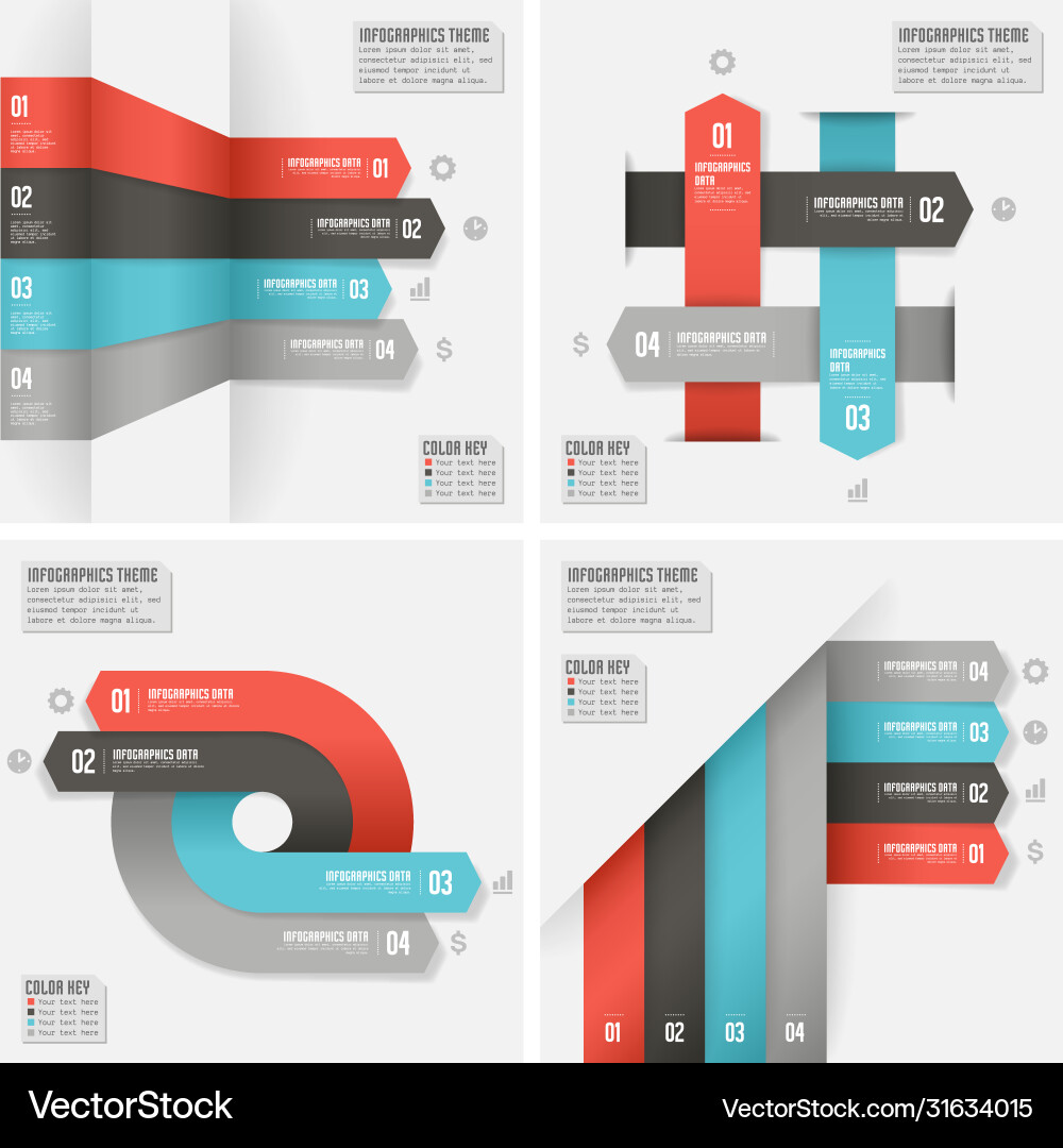 Cold colors ribbons infographics template Vector Image