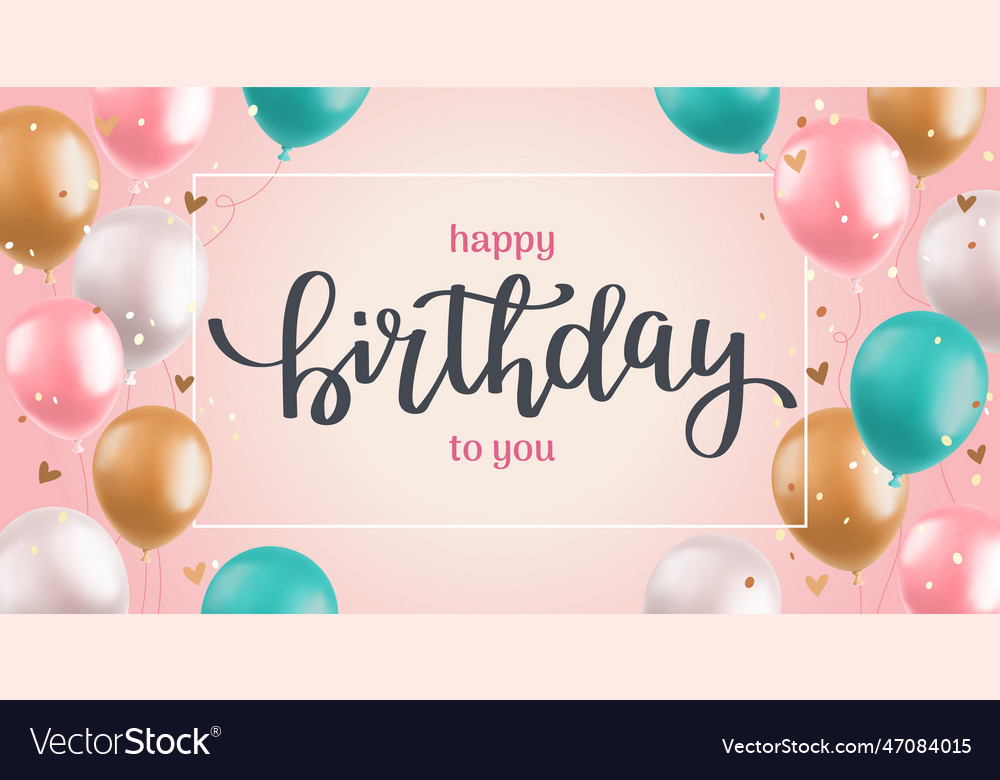 Happy birthday card with 3d balloons Royalty Free Vector