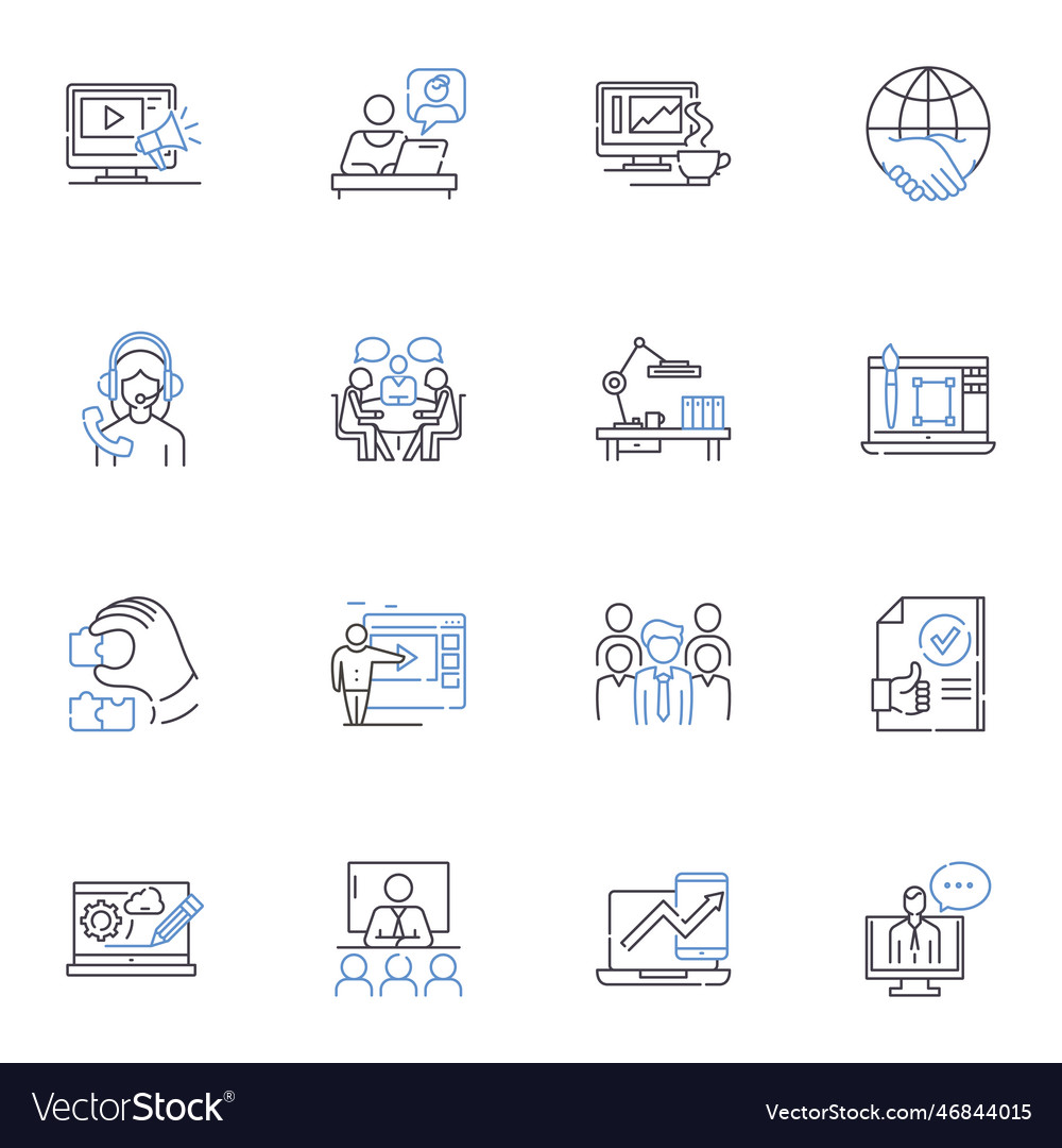 Process line icons collection workflow procedure