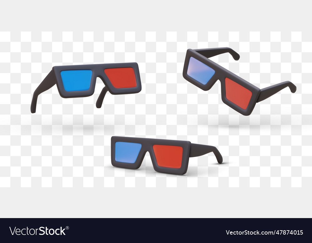 Set of realistic stereo glasses for watching Vector Image