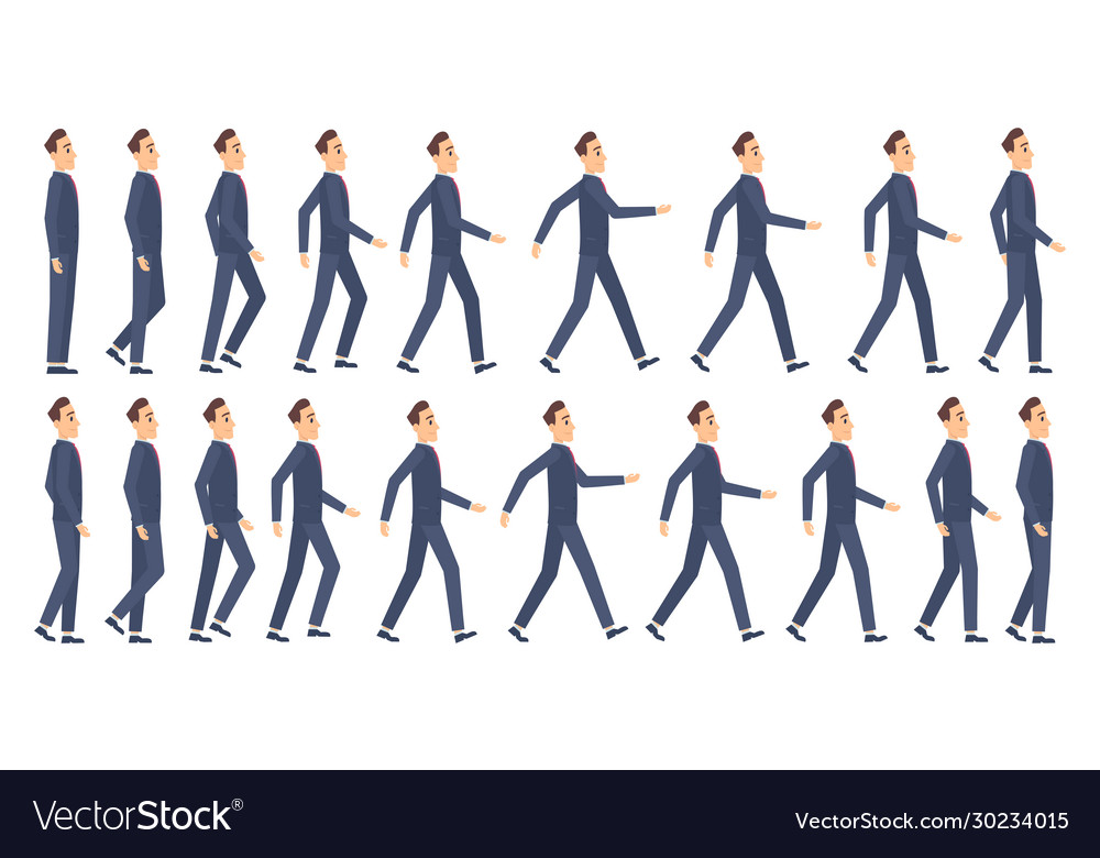 Walking Animation Business Characters 2d Vector Image 1296