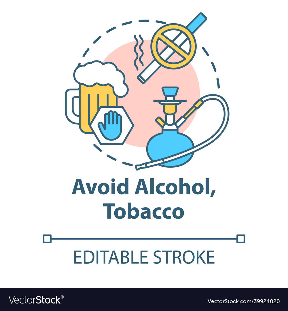 Avoid alcohol and tobacco concept icon give up Vector Image