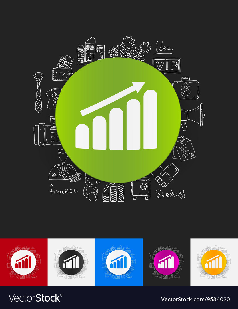 Chart paper sticker with hand drawn elements Vector Image