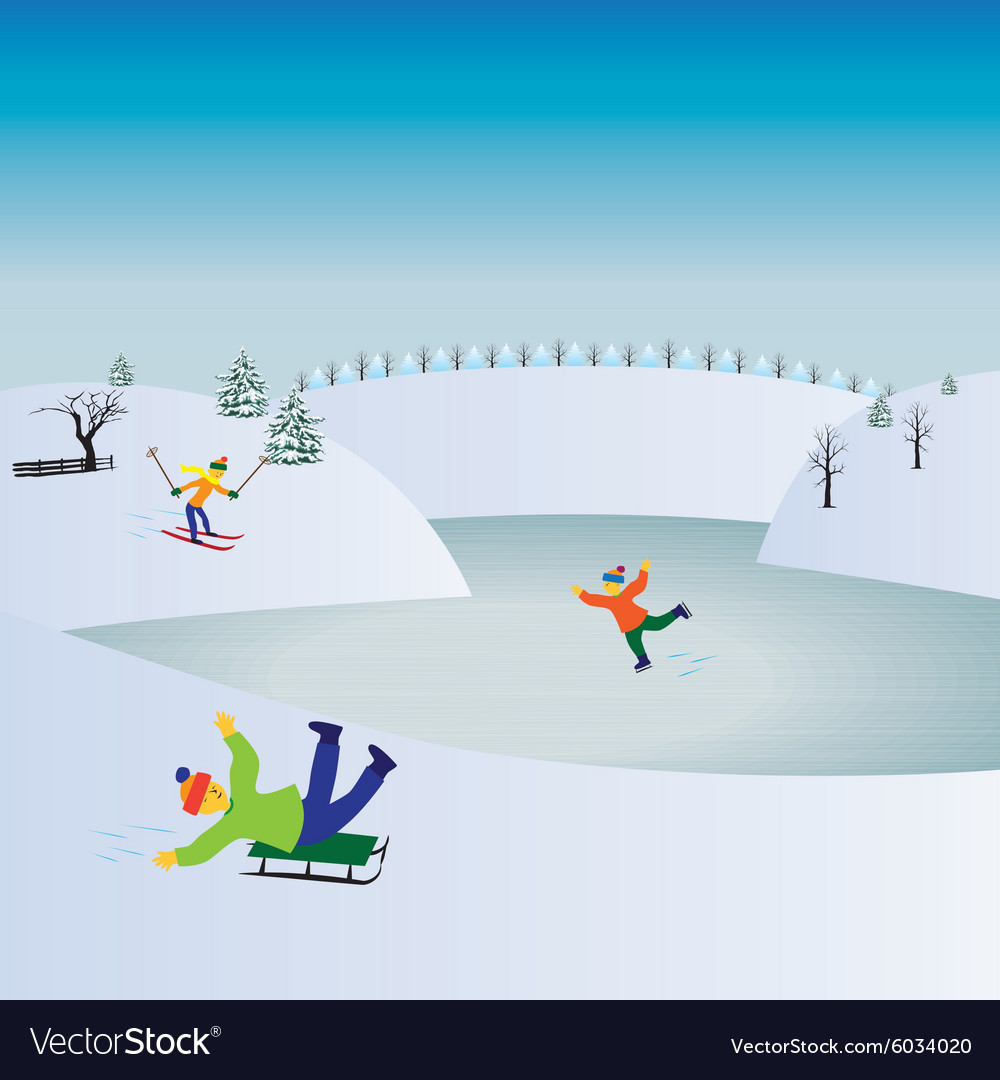 Children and winter sports kids playing gam