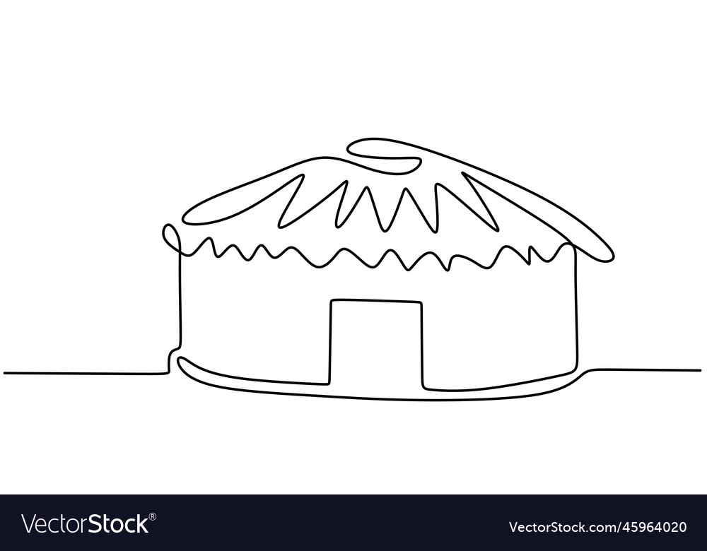 Continuous one line of traditional asian building Vector Image