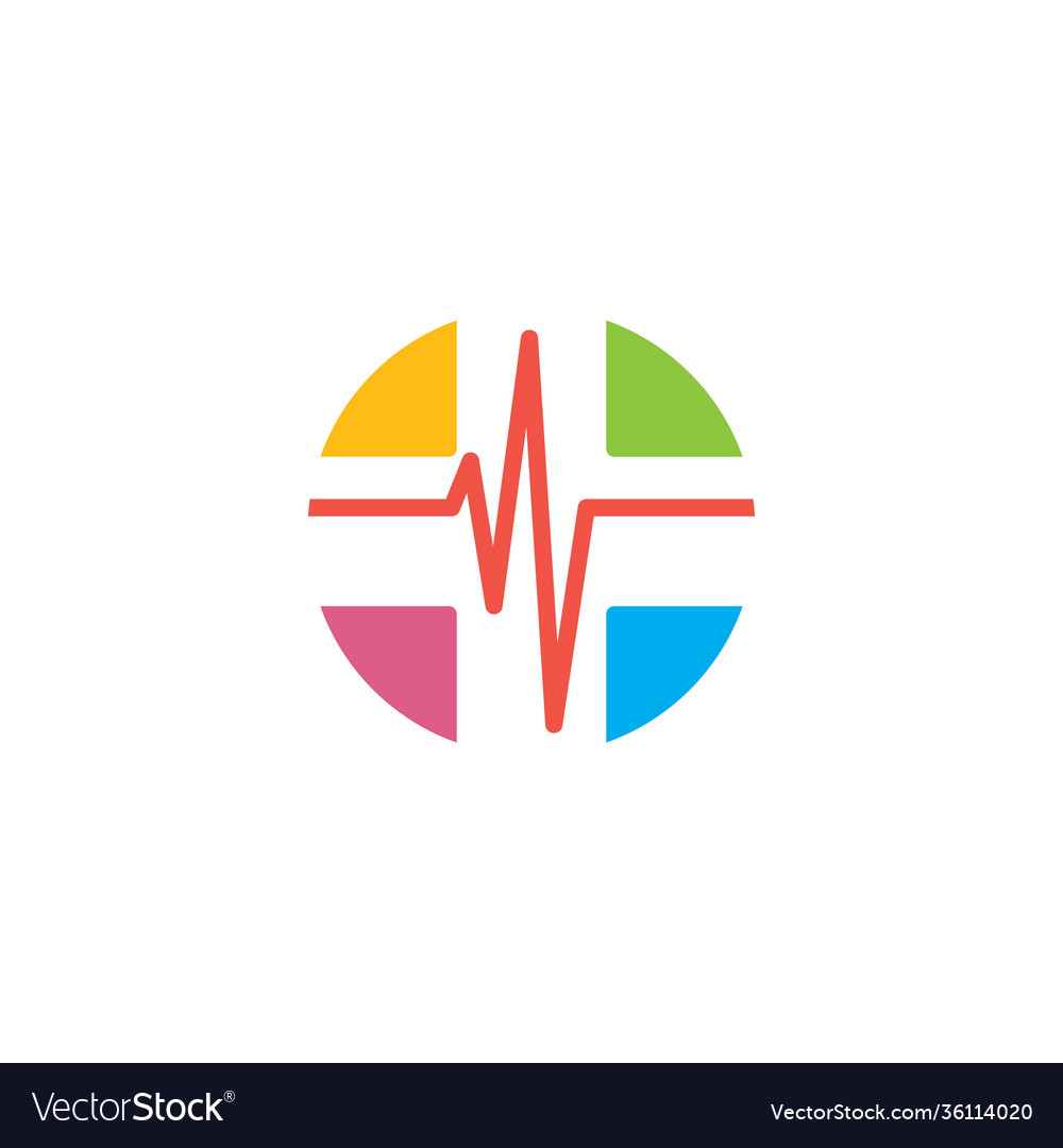 Cross medical pulse line icon design