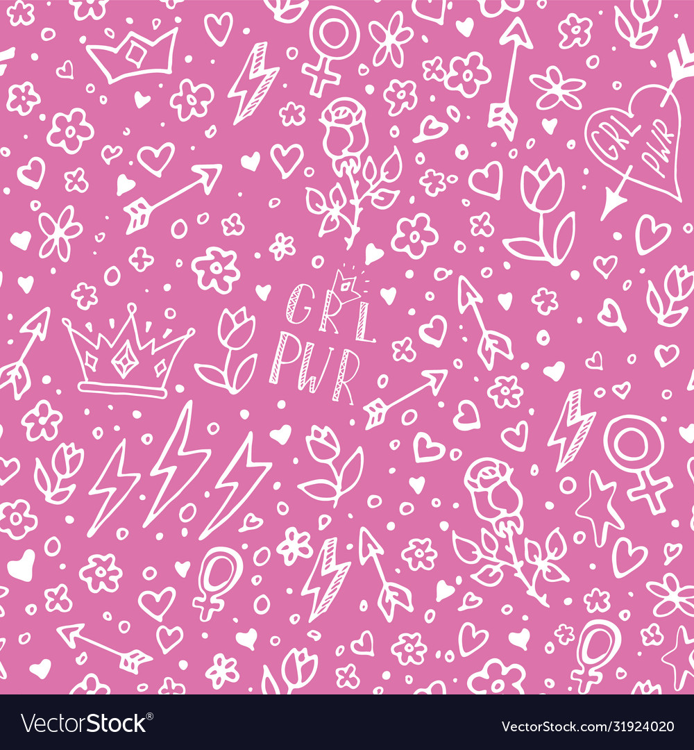 Girl power seamless pattern pop art Royalty Free Vector