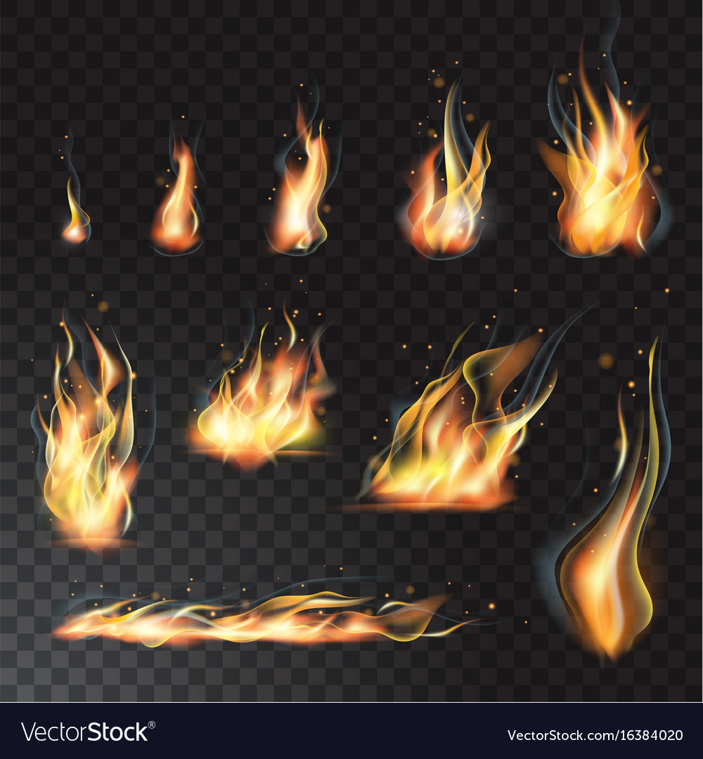 Isolated set of transparent realistic flame Vector Image