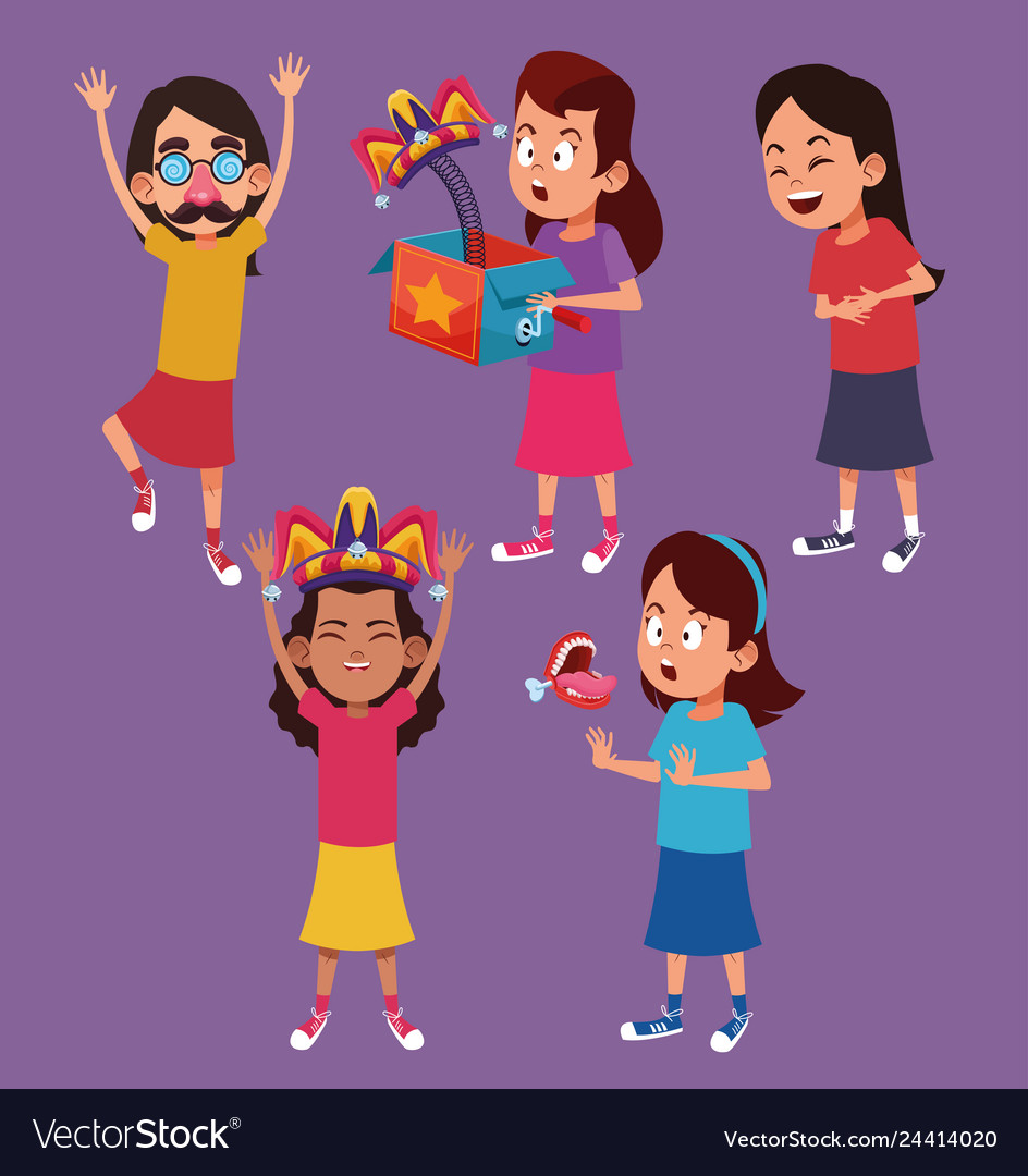 Kids with jokes cartoons Royalty Free Vector Image Kids with jokes cartoons Royalty Free Vector Image