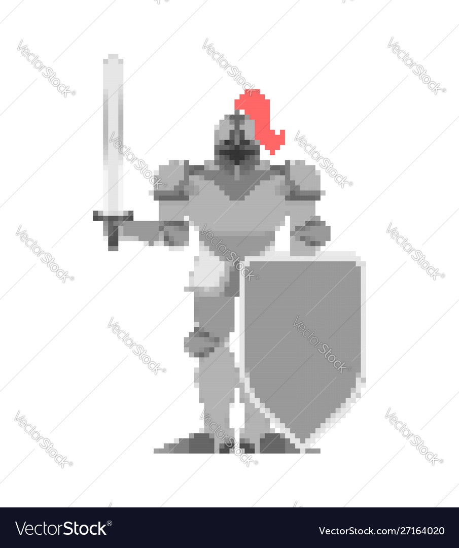 Knight pixel art metal armor warrior 8 bit