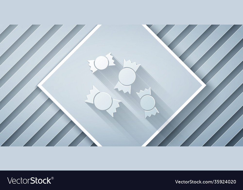 Paper cut candy icon isolated on grey background