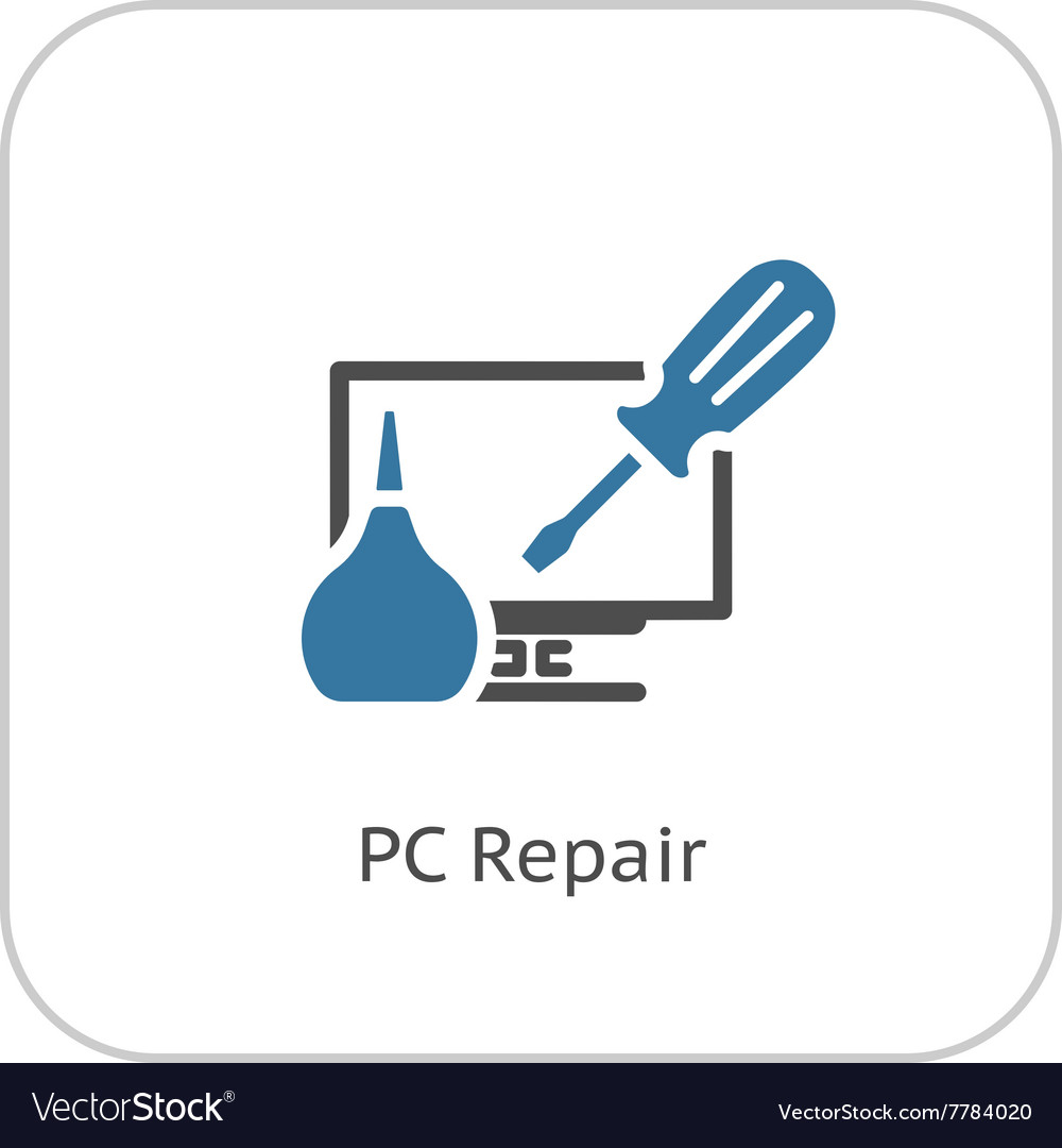 Pc repair icon flat design