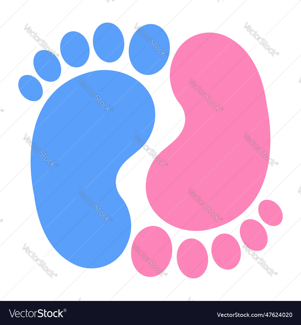 Pink and blue footprint