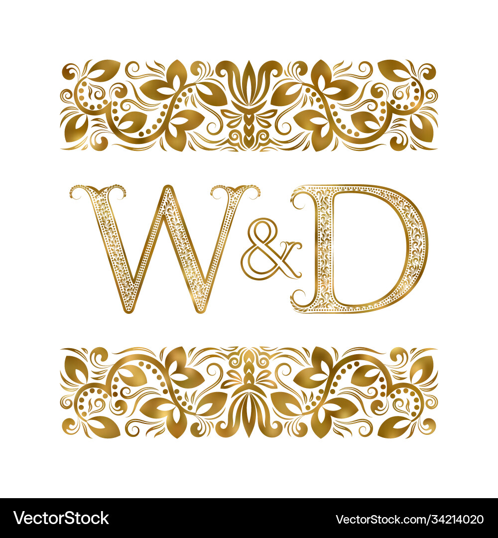 W and d vintage initials logo symbol letters Vector Image