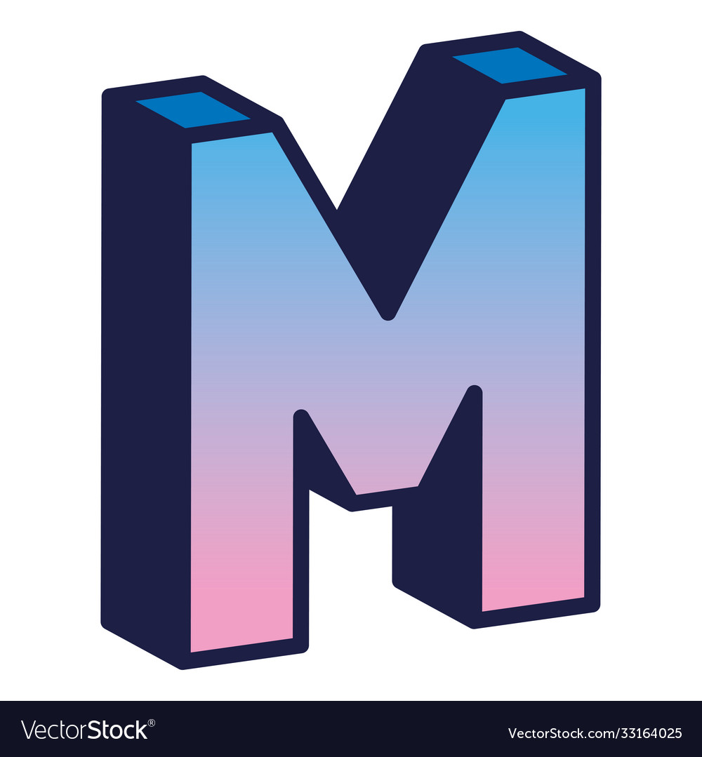 3d m letter design Royalty Free Vector Image - VectorStock