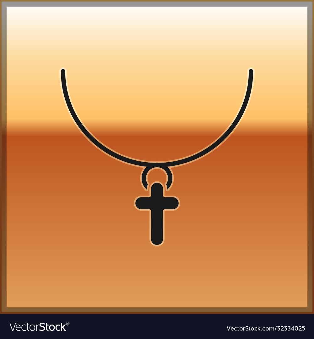 Black christian cross on chain icon isolated Vector Image