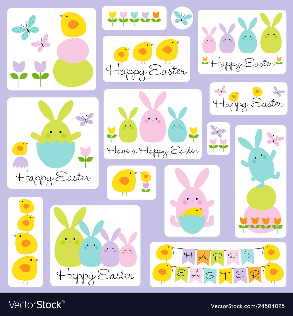 Cute easter bunny and chick graphics vector image Cute easter bunny and chick graphics