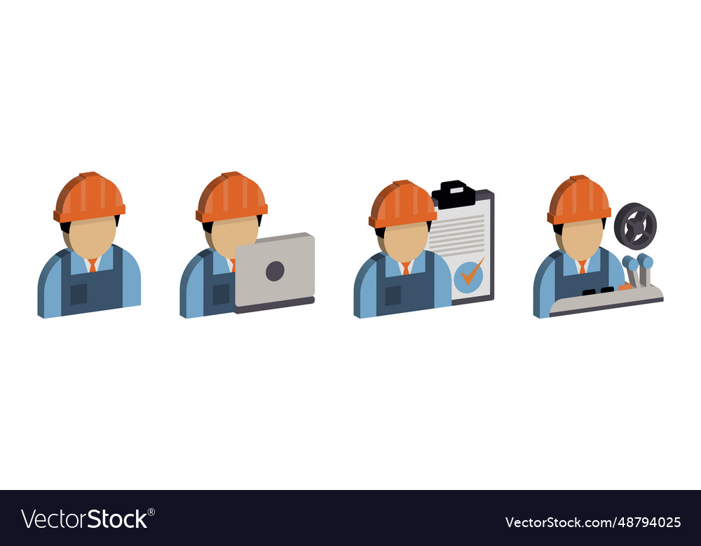Engineer and machine operator managing Royalty Free Vector