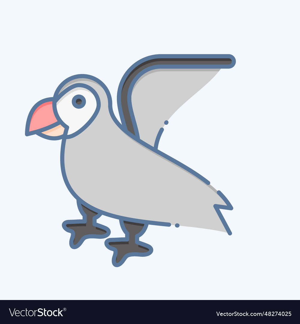 Icon puffin related to alaska symbol doodle style