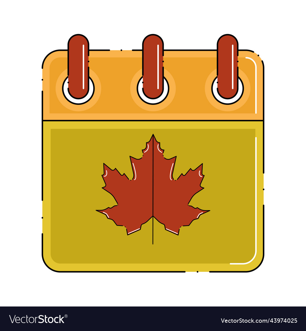 Isolated autumn calendar with a maple leaf icon