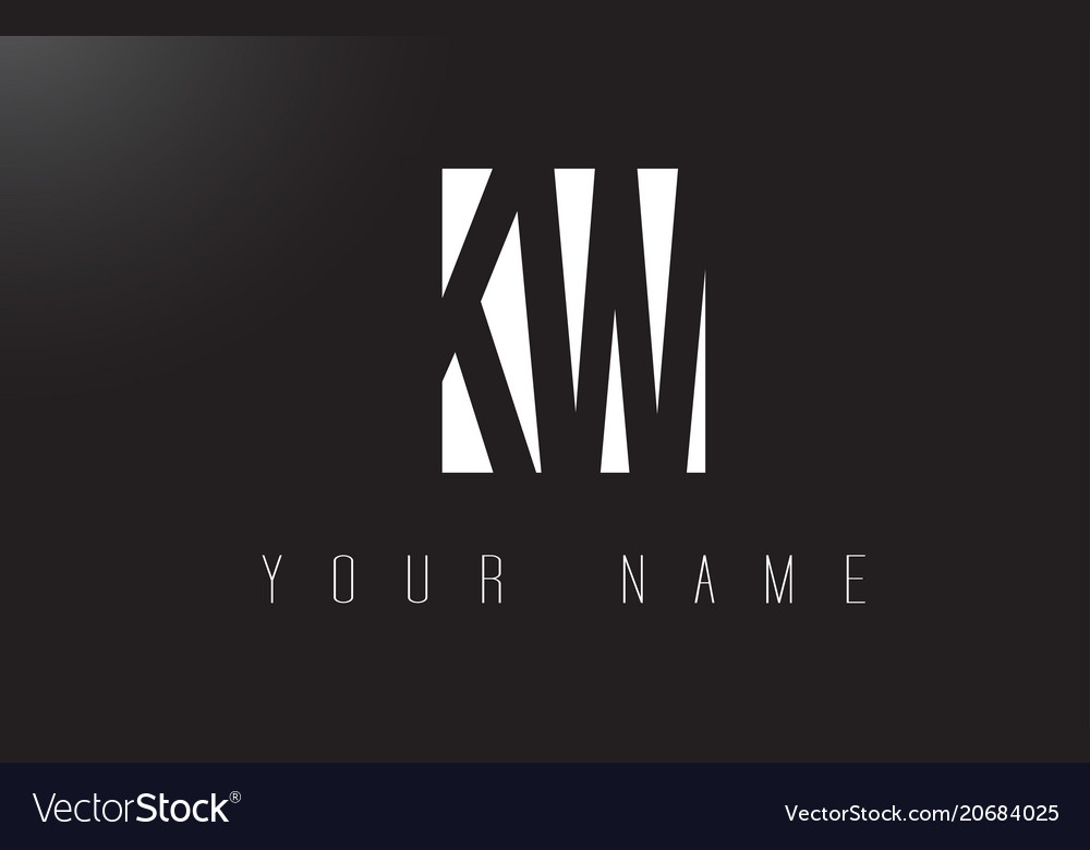 Kw letter logo with black and white negative Vector Image