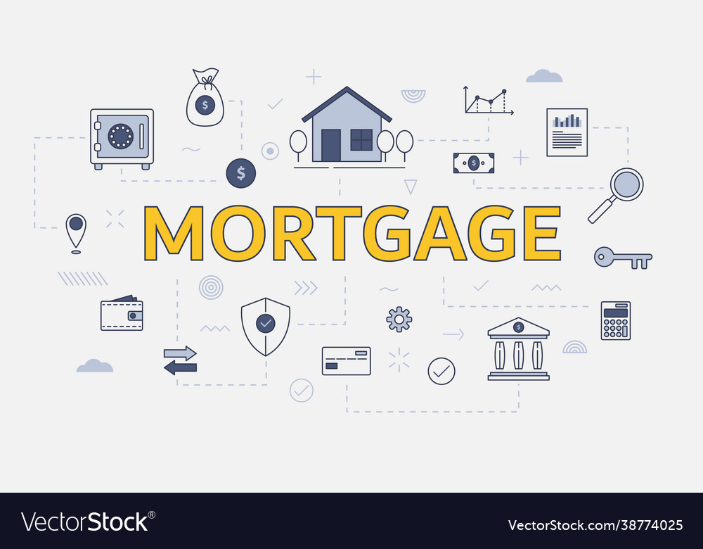 Mortgage housing property concept with icon set Vector Image