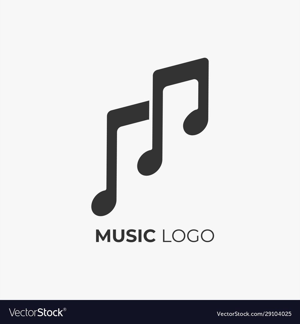 Music logo design letter m with note emblem Vector Image