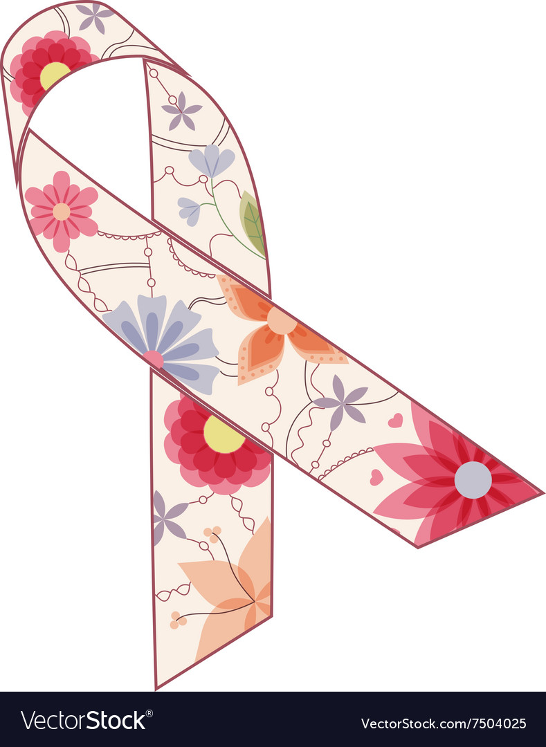 Pink ribbon painted silhouette vintage