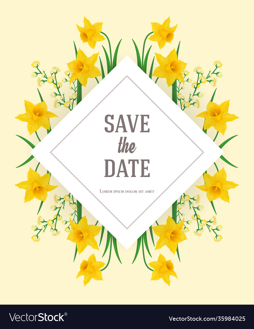 Save date design template with yellow Royalty Free Vector