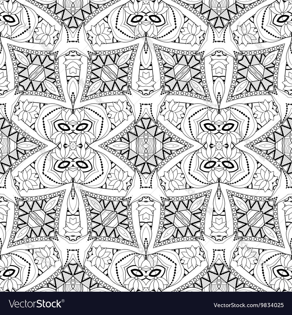 Seamless monochrome ornate pattern