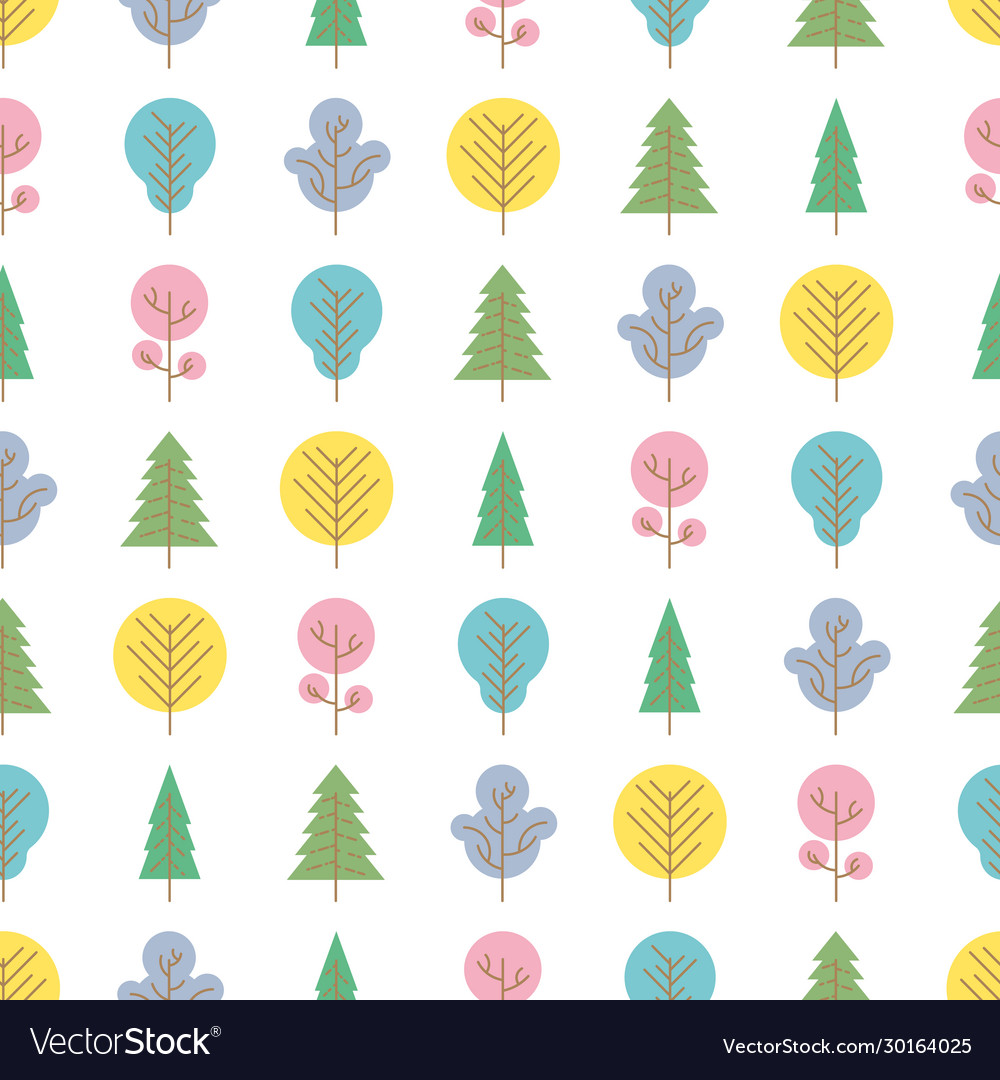 Seamless pattern with colored trees