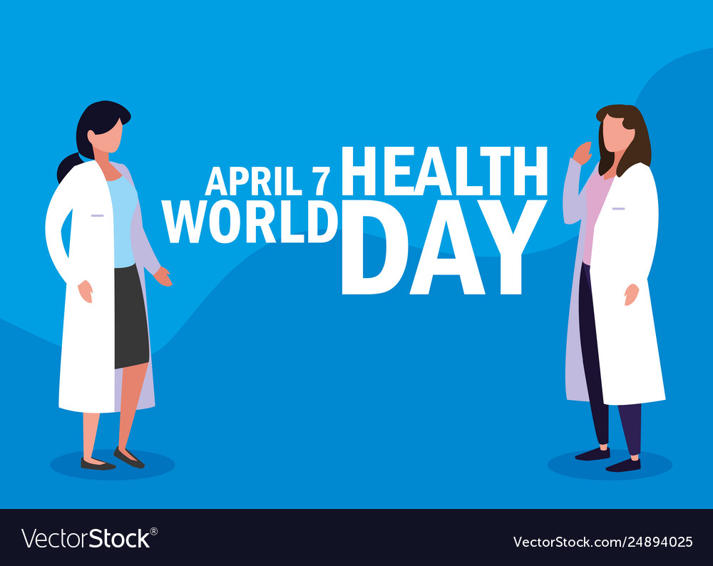 World Health Day Card With Doctors Women Vector Image