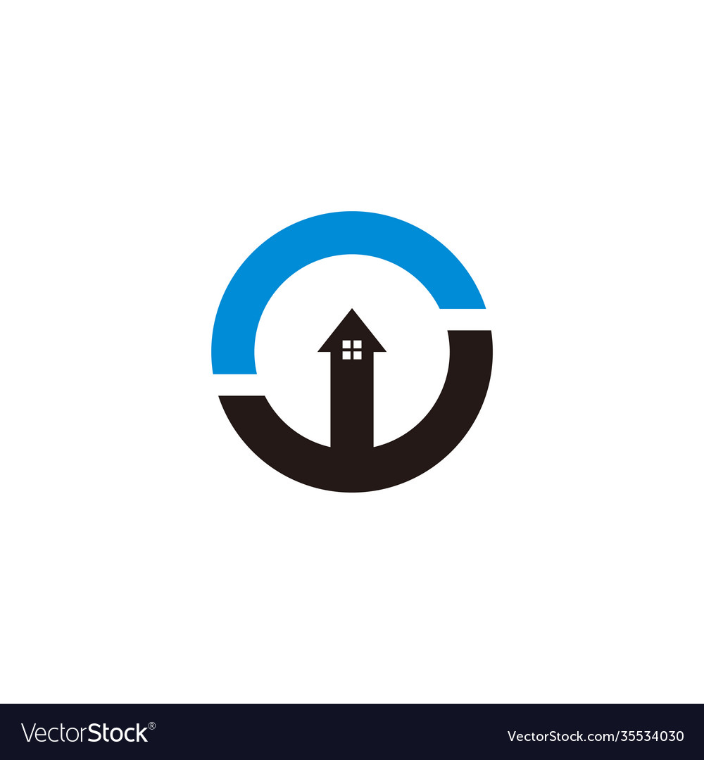 Arrow up home protection symbol logo Royalty Free Vector