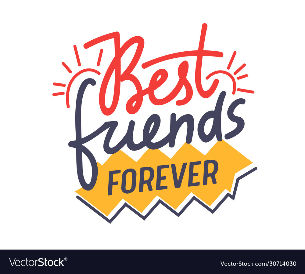 Premium Vector  Happy friendship day cute hand lettering best friends  forever greeting card typography template modern calligraphy design  elements quotes friend phrase