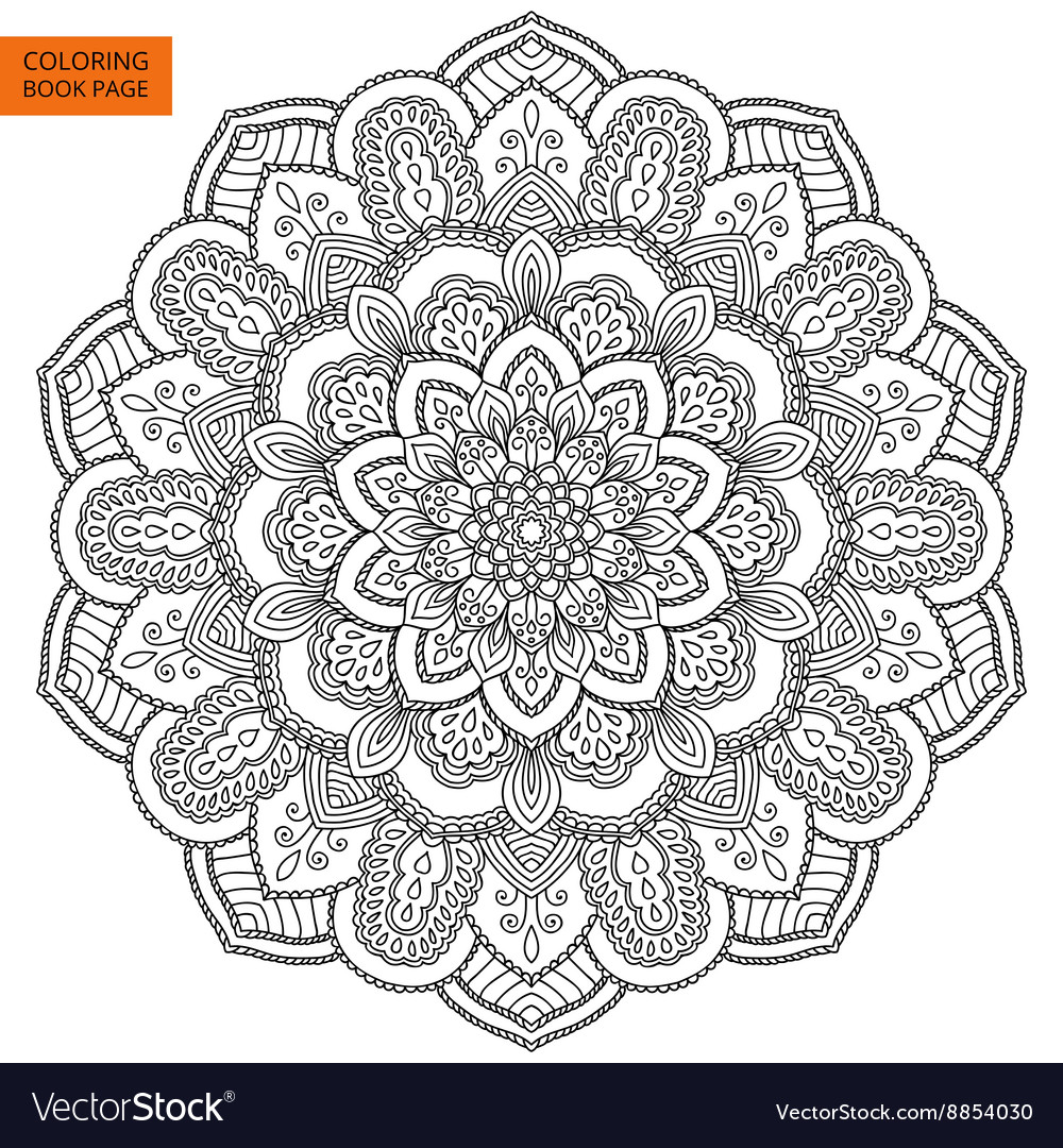 Black mandala for coloring book Royalty Free Vector Image