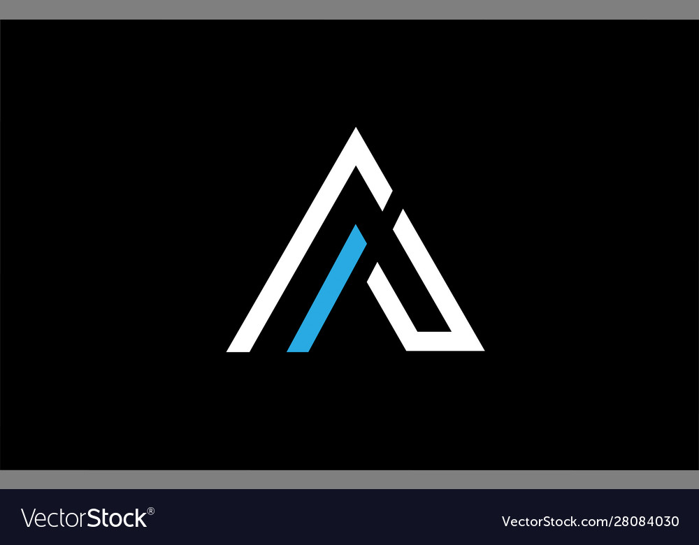 Blue black white line letter a alphabet logo Vector Image