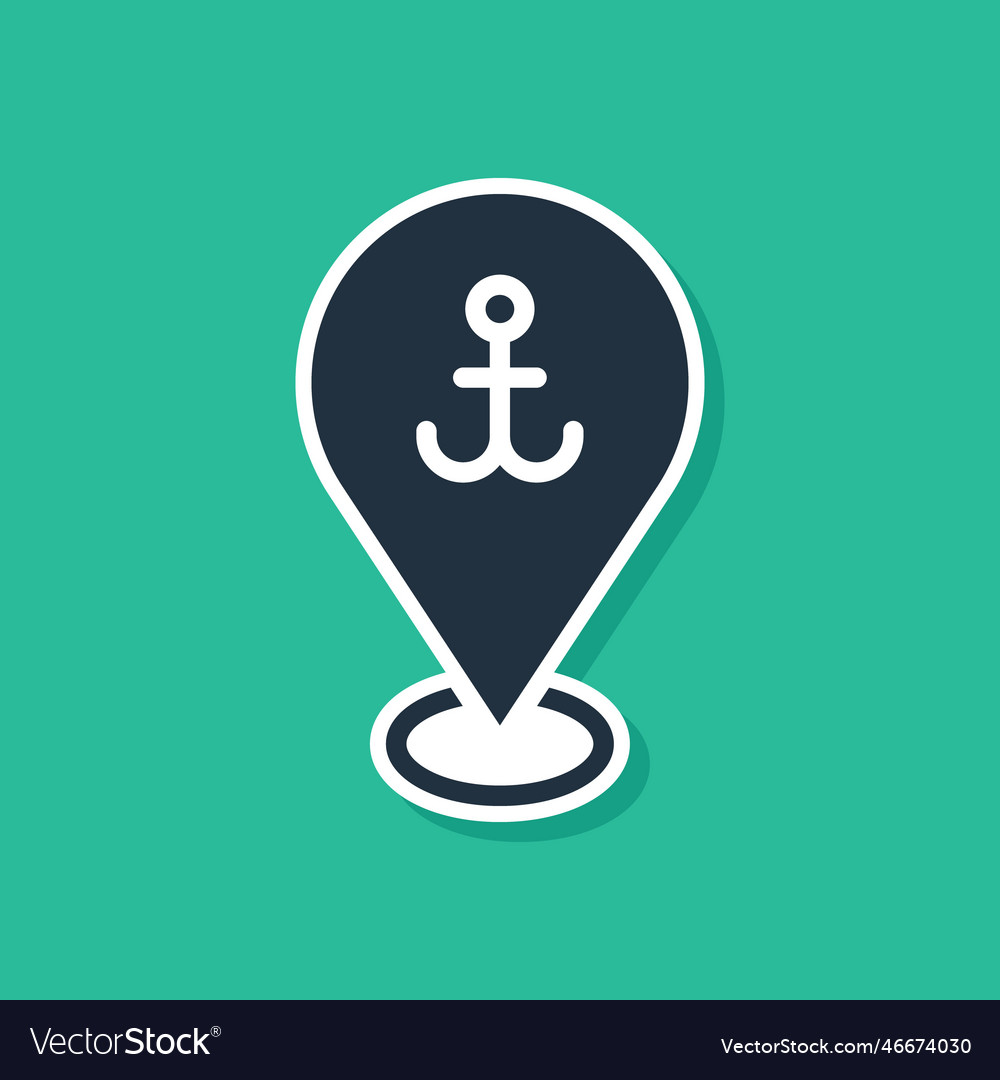 Blue map pointer with anchor icon isolated Vector Image